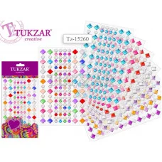 Наклейки-стразы акриловые СТРАЗЫ+ЖЕМЧУГ, ромбики TZ15260