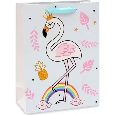 Dream cards Пакет подарочный с матовой ламинацией 26.4х32.7х13.6(L) Фламинго в короне,210 г ПКП-8670