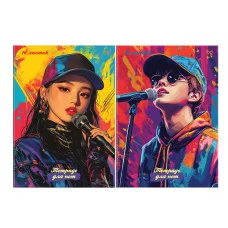 Тетрадь для нот 16л., А4, на скрепке BG "K-pop", глянцевая ламинация, (вертик.) 382685