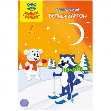 Картон белый двусторонний A4, Мульти-Пульти, 7л., мелованный, в папке Мульти-Пульти 250436