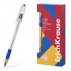 Ручка шариковая ErichKrause L-30 Gold Stick&Grip Classic 0.7, Super Glide Technology, цвет чернил синий 1шт 61041