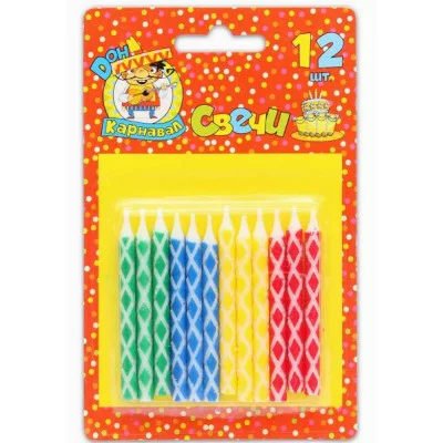 Свечи для торта с цветным узором 12 шт С-1234