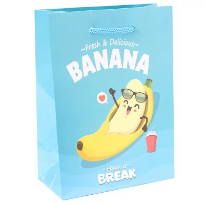Optima Пакет подарочный с глянцевой ламинацией 11,5х14,5х6 см (S) Банан на отдыхе, 128г  ППК-6248