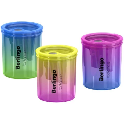 Точилка пластиковая Berlingo "Radiance", с контейнером, 2 отверстия, ассорти 287223