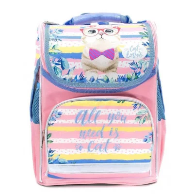 Рюкзак Schoolformat BASIC SWEET KITTY 15 л роз. 38х28х16 см жестк. каркас 1 секц. молния д/девочек 209948
