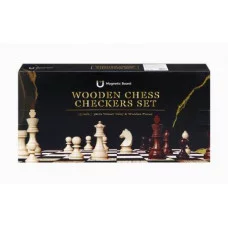 Игра 2 в 1. Шахматы, шашки магнитные 39 см, доска-дерево, фигуры-дерево, в кор. ИН-0392