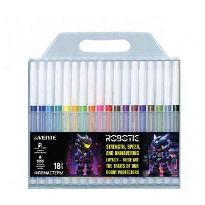 Фломастеры 18цв "Robotic" смываемые невент колп   DEVENTE 5082523 232408