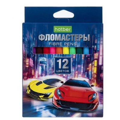 Фломастеры 12цв "Дрифт" смываемые вент колп карт упак  HATBER-ECO_ FP_089907 232455