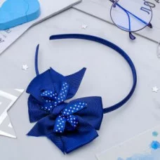 Ободок для волос "Школьница" 1 см бант в горошек, синий 3763532