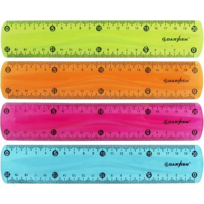 Линейка 20см мягкий пластик, прозрачная ассорти "Darvish" DV-7273