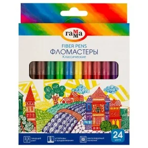 Фломастеры Гамма "Классические", 24цв., смываемые, картон. упак., европодвес 291225_24