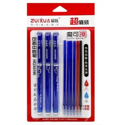 Набор "Пиши стирай" Zuixua CL-61 син 0,5мм 3 ручки, игольчатый стержень +6 стержней 321230