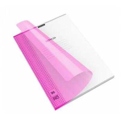 Тетрадь общая ученическая с пластиковой обложкой на скобе ErichKrause Классика CoverPrо fizzy Neon розовый А4 96 листов клетка 56422