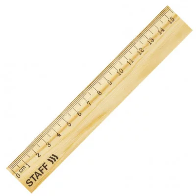 Линейка деревянная 15 см, STAFF, канадская сосна, 210797