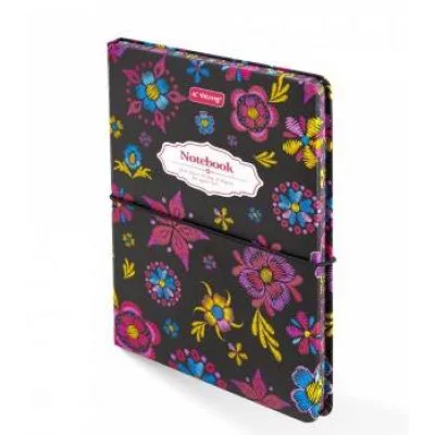 Записная книжка, А6, Yalong, 7БЦ, матовая ламинация, поролон, на резинке, клетка, 80 л. Вышивка черном ассорти YL-PJB-A693