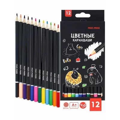 Карандаши цветные,набор,гексаг. 12цв. КАПИБАРЫ (КЦ-4718) гриф.d=3мм, КЦ-4718