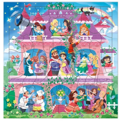 Пазл фигурный на подложке. 80 деталей. Замок принцессы. 30х30,5 см. ГЕОДОМ