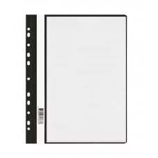 Папка-скоросшиватель с 10 вкладышами СТАММ с перфорацией, А4, 160мкм, пластик, черная 371569