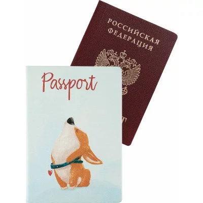 Обложка на паспорт  "Корги" ПВХ slim ОП-0420
