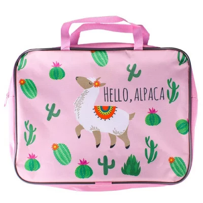 Папка школьника А4 с ручками + твёрдое дно Hello alpaca печать на ткани ПШ-11