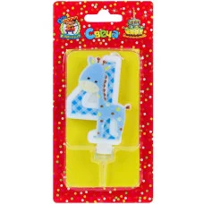 Свеча для торта Жирафик Синий Цифра 4 С-8308