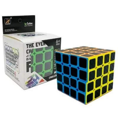 Кубик-Головоломка  DE-288  4*4, грань 6см, черный с цветными вставками, в к/к (1/288)   330161