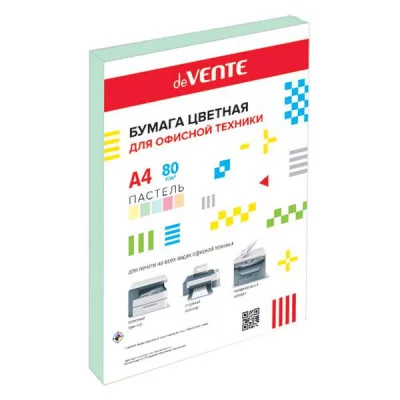 Бумага цветная А4 80г/м2 пастель 50л салатовый DEVENTE 2072910 460995