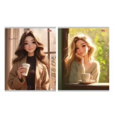 Тетрадь КЛЕТКА 96л. ДЕВУШКИ С КОФЕ (96-9526) (обл. - мелов.картон) 96-9526