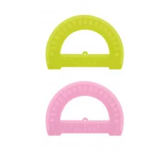 Транспортир 12см, 180° СТАММ, пластиковый, отливная шкала, прозрачный, неоновые цвета, ассорти 007055