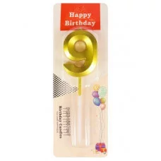 Свеча для торта Золотой стиль Цифра 9 С-2972 461-0-144-82972-4