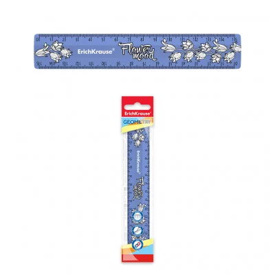 Линейка пластиковая ErichKrause® Tulips, 15см, во флоупаке (dark) 55423