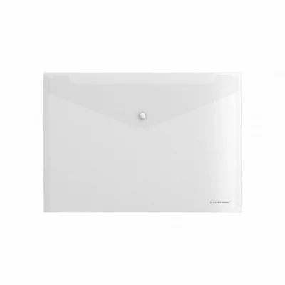 Папка-конверт на кнопке пластиковая ErichKrause Fizzy Clear, A4, прозрачный 1шт 50172