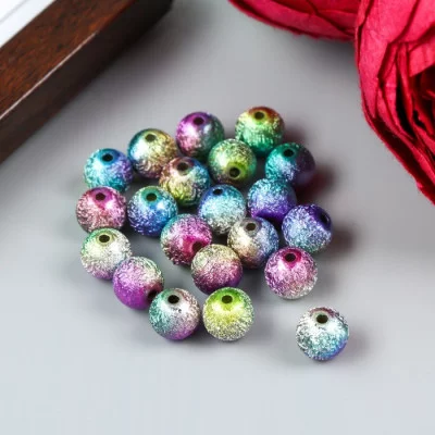 Набор бусин для творчества пластик "Шершавый шарик бензинового цвета" 10 гр d=1 см   4645628