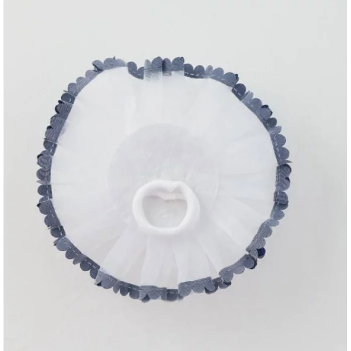 Резинка для волос бант "Школьница" волнушка горошек синие края d-11см сине-белый 7915744