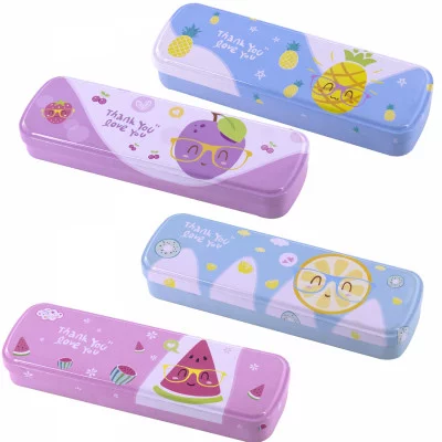 Пенал металлический 2 отделения Alingar, таблица умножения, 55 х 190 мм, "Фрукт", ассорти AL8627