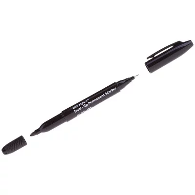 Маркер перманентный двухсторонний OfficeSpace черный, пулевидный, 0,8/2,2мм Спейс 178876