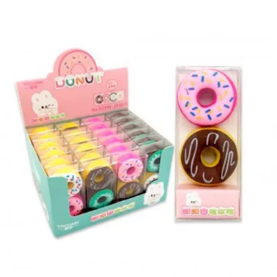 Ластик TOCHAIN DI-688 "Donut" 2 штуки, 28х28мм, фигурный, цвета ассорти E2399 332573