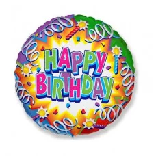 Шар (18\'\'/46 см) Круг, С Днем Рождения (свечи), 1 шт. 401574