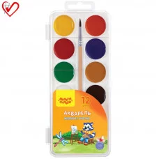 Акварель Мульти-Пульти "Приключения Енота", медовая, 12 цветов, с кистью, пластик 263689