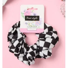 Резинка для волос "Орбита" клетка стиль 12см чёрно-белый 10526839