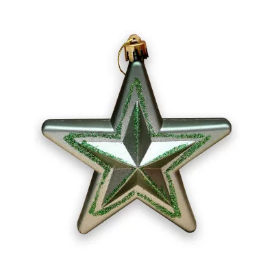 Набор ёлочных подвесок 6 шт Красивые звезды,6 см, бронзово-зелёный НУ-0446