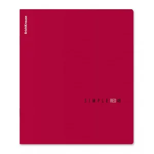 Тетрадь общая ученическая ErichKrause Simple Color красный 48 листов клетка ламинация soft-touch+выборочный УФ-лак, 1шт 65236