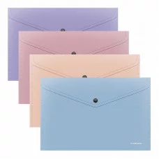 Папка-конверт на кнопке пластиковая ErichKrause Soft Manga, A4, непрозрачный, ассорти 61145