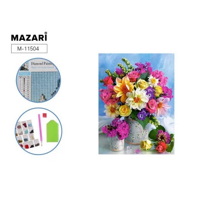 Алмазная мозаика ЯРКИЙ БУКЕТ-1, холст 25х30 см (размер выкладки 20х25 см), ОПП-упаковка M-11504