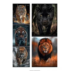 Тетрадь КЛЕТКА 48л. ДИКИЕ КОШАЧЬИ (48-4335) (цветная мелов. обл. лён) 48-4335