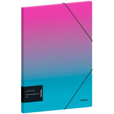 Папка на резинке Berlingo "Radiance" А4, 600мкм, розовый/голубой градиент, с рисунком 299532