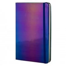 Записная книжка, А5, Alingar, 7БЦ, ПВХ голография, на резинке, клетка, 95 л. Хамелеон фиолетовый AL9288