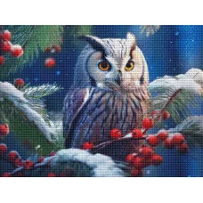 Алмаз мозаика (клас.) 30х40 см, с подр., с полн. заполн. (30 цв.) Сова на рябине (Арт. НД-0364)