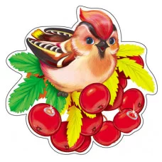 Вырубная фигурка. Свиристель на веточке рябины (с УФ-лаком) Сфера М-11947