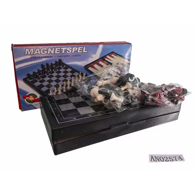 Игра 3 в 1 пластик, на магните (нарды, шашки, шахматы) (19.5х10х3 см) в коробке (Арт. AN02574)